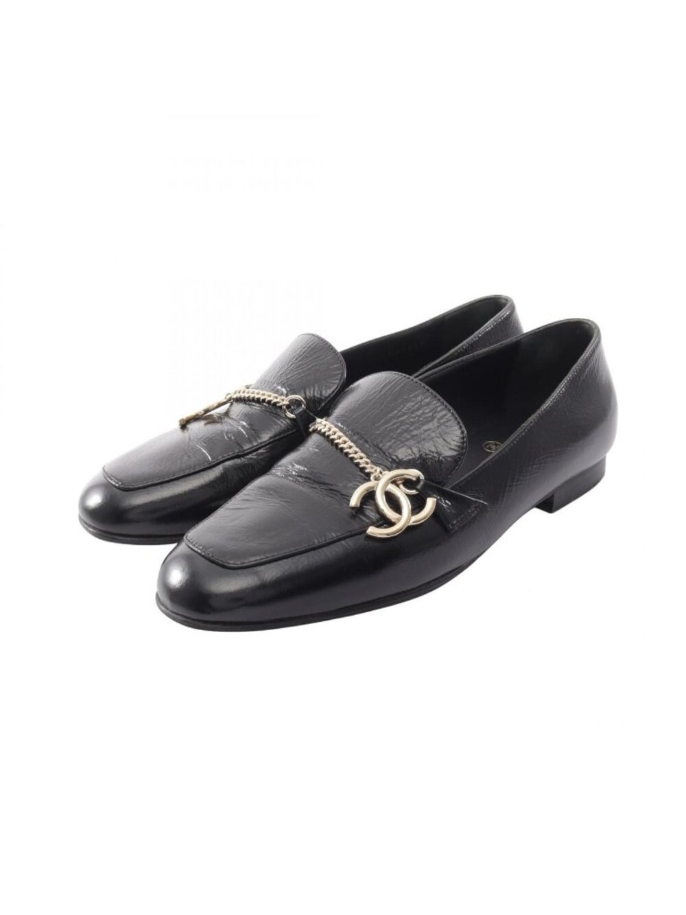 Chanel Loafers CC Logo Chain Leather